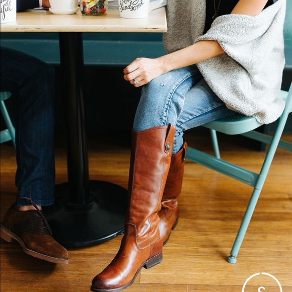 Frye Melissa button cowboy boot cognac 6.5 leather fall boot - Picture 2 of 13